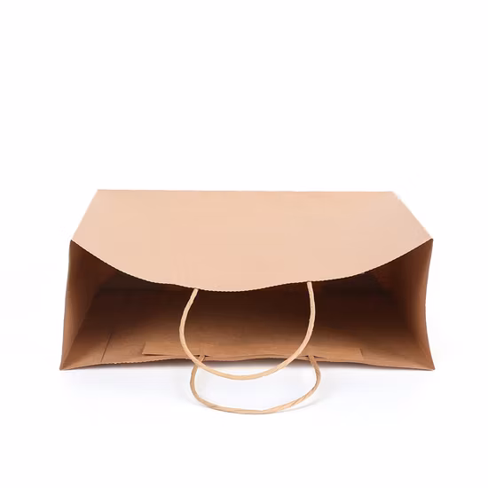 Borsa per la spesa regalo in carta biodegradabile con fondo quadrato Borsa in carta kraft marrone