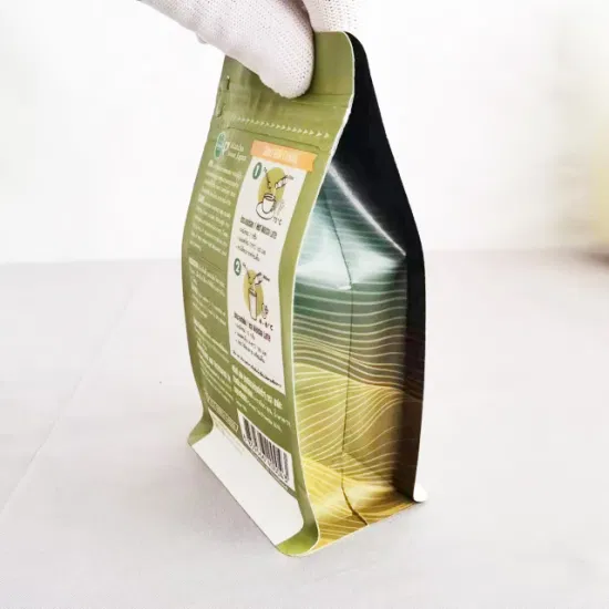 Imballaggio del tè/bustina di caffè/bustina di tè biodegradabile stampata personalizzata/imballaggio dei lati con soffietto a fondo piatto