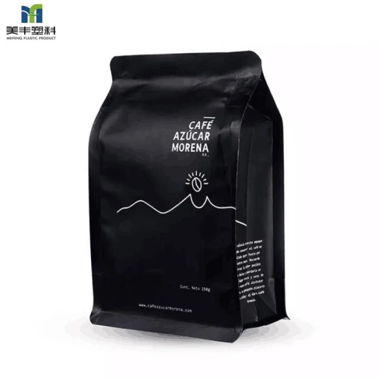 Chicco di caffè Valvola Chiusura lampo Soffietto laterale Polvere Caramella Frutta Noci miste Tabacco sfuso Snack Nylon Foglio di alluminio Imballaggio in plastica Bastone di laminazione Borsa da caffè